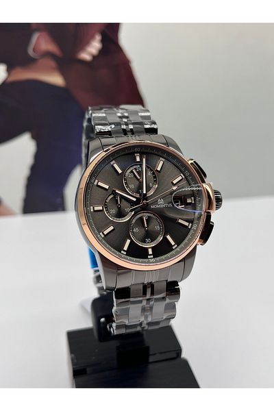 Momentus Anthracite Men's Wristwatch 5 Atm Waterproof with 3 Years Warranty