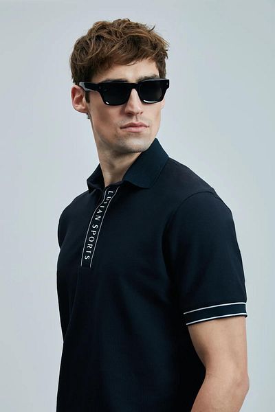 Lufian Ανδρικό μπλουζάκι με γιακά πόλο Lord Navy Blue 111040207