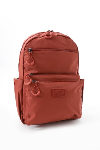 571 Collections Çanta Orta Boy Sırt Çantası Ultra Hafif Çok Cepli Kiremit (Model:571-13-9B)
