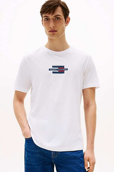 Tommy Hilfiger Men's Th Flag Box T-Shirt - White