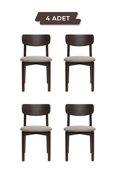 Tunçay Sandalye Keynote Ceviz Ahşap 4'lü Demonte Kaymaz Ayaklı Ahşap Sandalye – Sağlam Iskelet, Konforlu Oturum