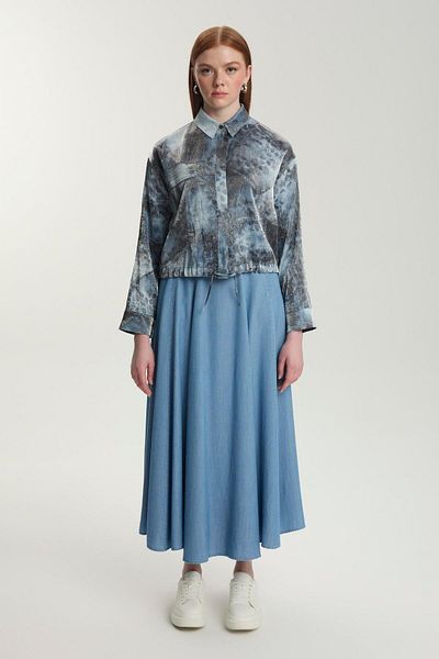Zühre Patterned Jacket and Skirt Double Set