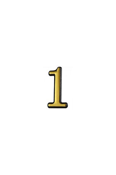flores Plastic gate/apartment number, self-adhesive, gold, 100 mm, digit 1