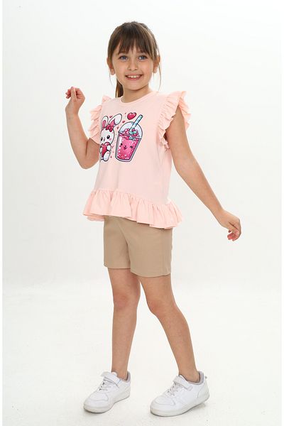 Sevimli Girl's Summer T-Shirt & Shorts Set Cute Rabbit Pattern