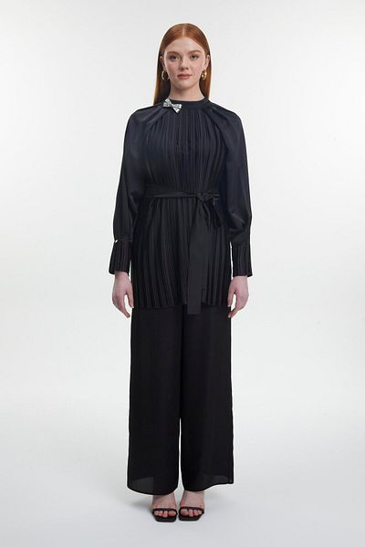 Zühre Accessory Detailed Belted Bottom and Top Double Set Tk-1504