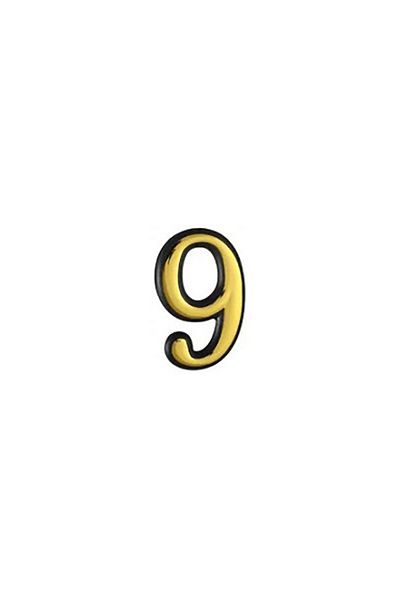 flores Plastic gate/apartment number, self-adhesive, gold, 100 mm, number 9
