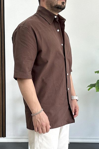 Edwox Ανδρικό Oversize Large Fit Βαμβακερό ύφασμα καφέ edw363