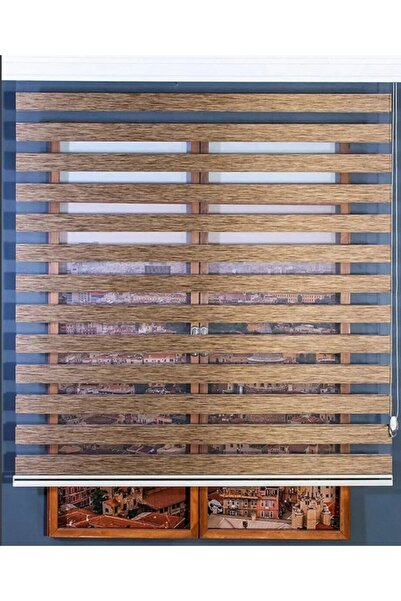 ömer ilhan kahverengi zebra stor perde bambu alüminyum kasa silinebilir zebra...