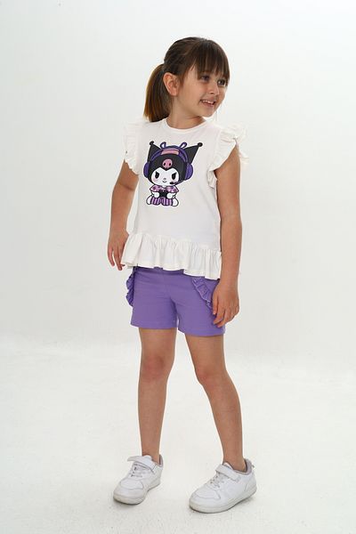Sevimli Girl's Summer T-Shirt & Shorts Set with Kuromi Pattern