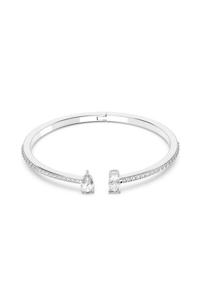 Swarovski Attract Cuff Bileklik, Beyaz, Rodyum Kaplama, L 5572664
