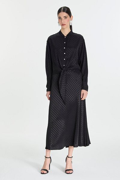 Zühre Jacquard Blouse Skirt Black Double Suit Tk-1489
