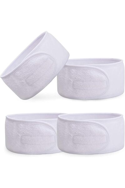 LA PERLA TECH 4 قطع من عصابات الرأس البيضاء، للعناية ببشرة الوجه والمكياج والاستحمام وغطاء رأس عريض