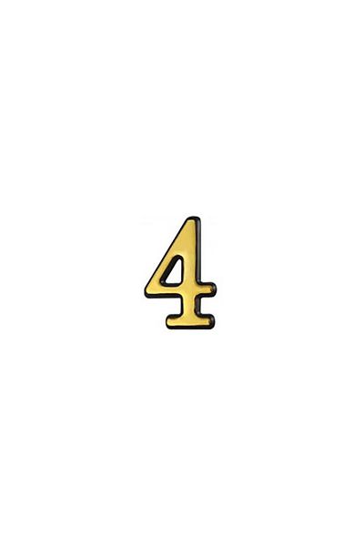 flores Plastic apartment/gate number, self-adhesive, gold, 55 mm, digit 4
