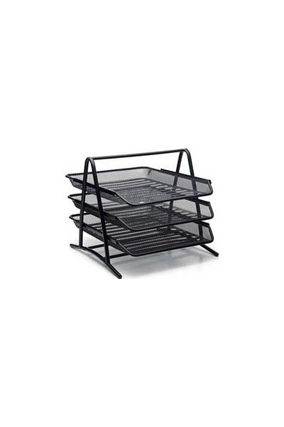 inox Paperwork Rack Metal Black 3-Piece Model