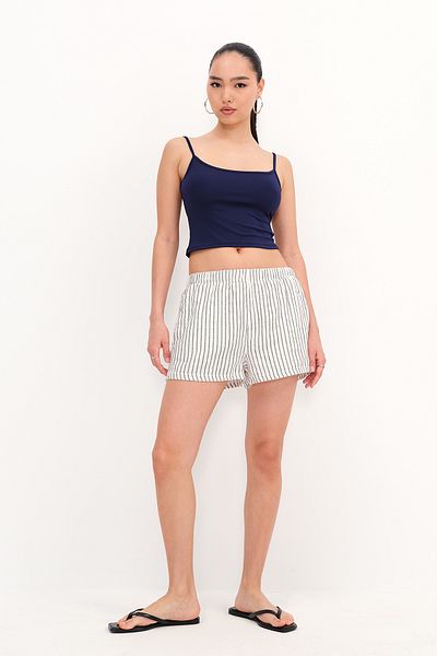 Addax Striped Pocket Shorts Ş13854