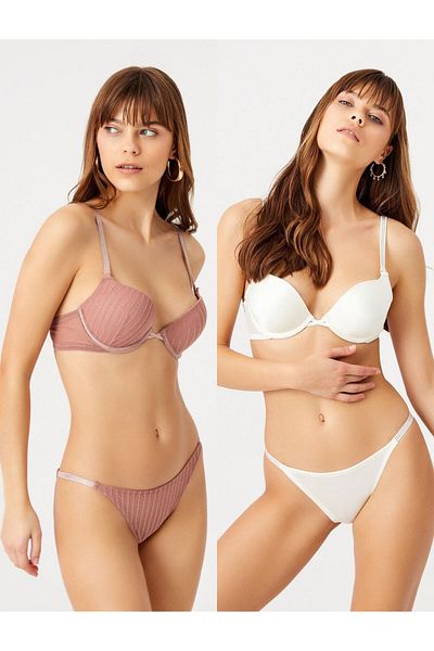 Cansoy Set de sutien cu suport cu detalii de piatră din 2 piese