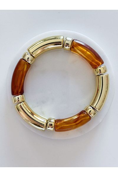 CHARMLUCKY Colorful Bone-Gold Elastic Bracelet