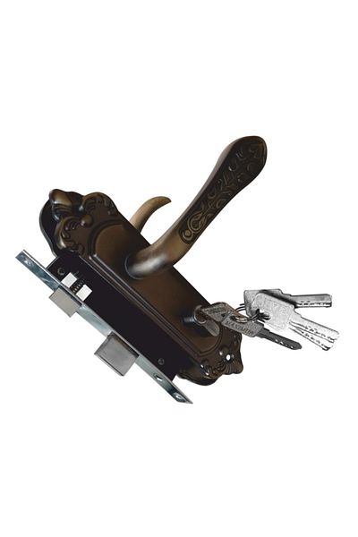 flores Complete lock, on the barrel, 5 keys, satin, 85 x 40 mm