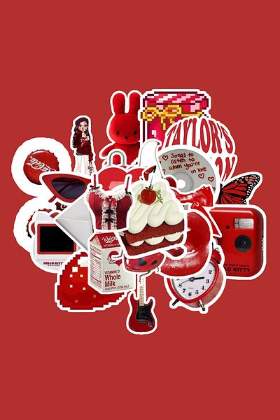 dadi ramba Red Everskies Sticker Pack -Bullet Journal -Laptop Sticker Decal