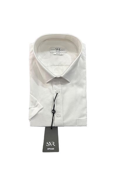 SÜVARİ Comfortable Fit 100% Cotton Dobby Short Sleeve Premium Pocket Shirt