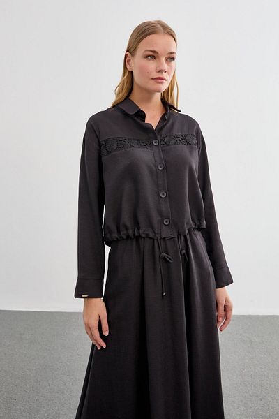 Zühre Lace Detailed Black Double Suit Tk-1266