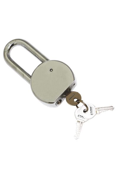 flores White round padlock with large shackle, 65 mm