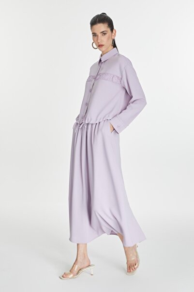 Zühre Lace Detailed Lavender Double Set Tk-1266