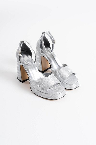 EMOYRA Lory Women's Silver Special Material Heeled Sandals