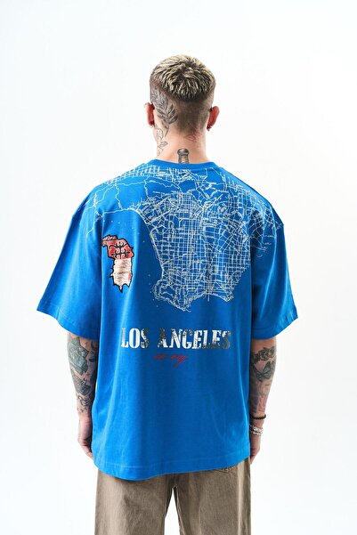 Respire Чоловіча футболка Oversize з принтом Los Angeles, синя