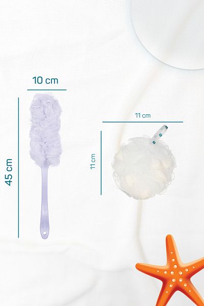 Balmy 3-Piece Pompom Bath Washcloth Set (3 Handles-3 Soaps)