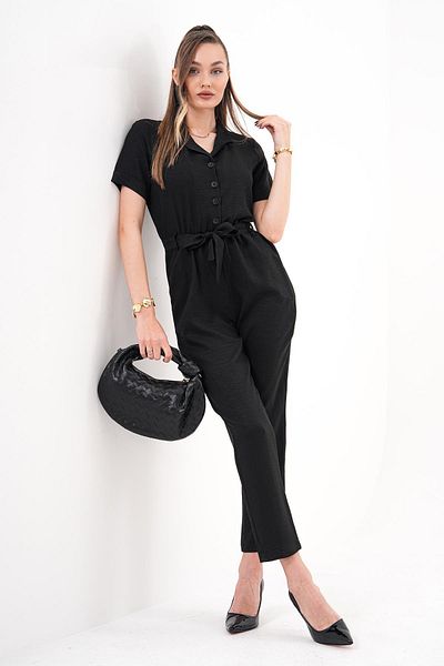 ŞİMAL Women's Collared Buttoned Jumpsuit
