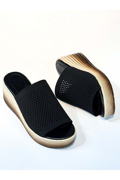 bulutmod Ba04482 Papuci negri pentru femei, cu toc moale, cu toc de 7 cm - 38