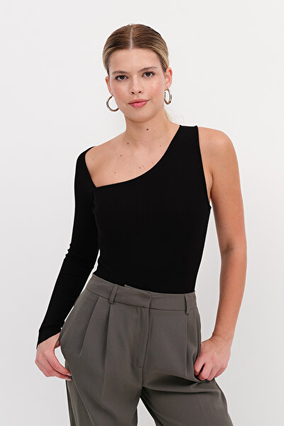 Addax Asymmetric Cut One Sleeve Bodysuit Z13918