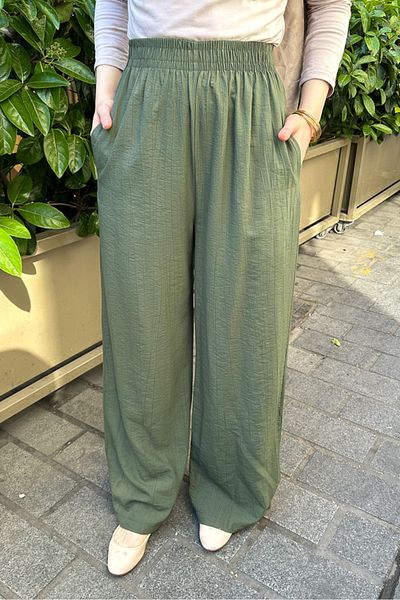 Ovn. Elastic Waist Loose Trousers - Khaki