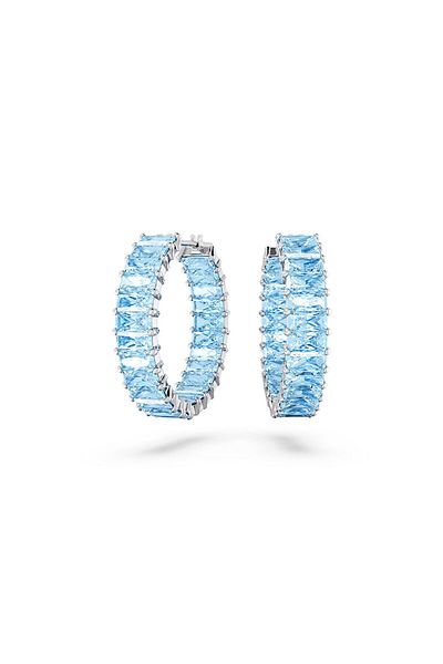 Swarovski 5659037 Earring Matrix:pe Hoop Baguette Earrings Acqua Blu/rhs