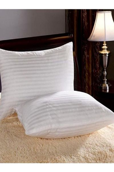 RISHAHOME Hotel Standard 2-Piece Pillowcase Set – Polyester, 50x75 cm, White with Stripe