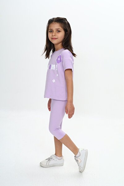 Toontoy Girl's Bloom Lettering Flower Printed Capri Suit