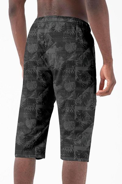 Miami Beach Μήκος κάτω από το γόνατο Μοντέλο Water Repellent Lycra Stretchy ύφασμα Ανδρικό σορτς παραλίας Sea Capri - 942-Μαύρο