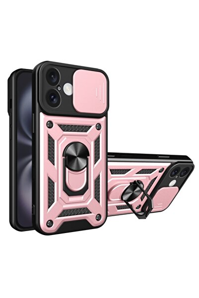 SKYDDAR INNOVATION Carcasă pentru iPhone 16, CamShield, inel magnetic, roz, s...