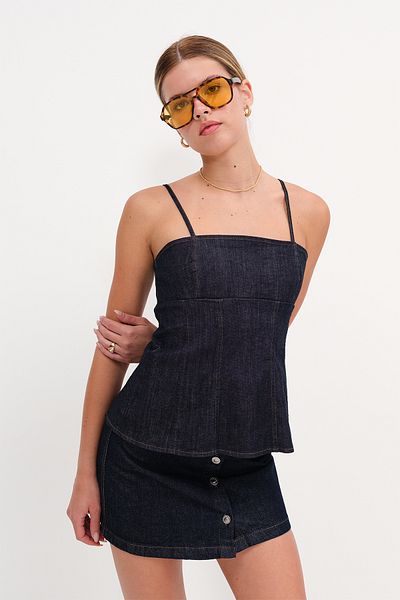 Addax Bluză din denim cu bretele reglabile A17241