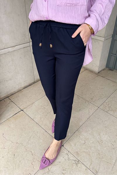 ANONİM STORE Pencil Pants with Elastic Waist - Navy Blue