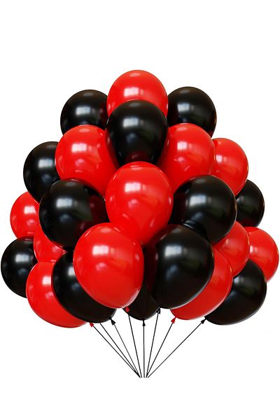 Parti dolabı 25 Metallic Pearlescent (Red-Black) Mixed Balloons Flying with Helium