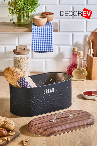 decorev Black Metal Bread Holder - Storage Box