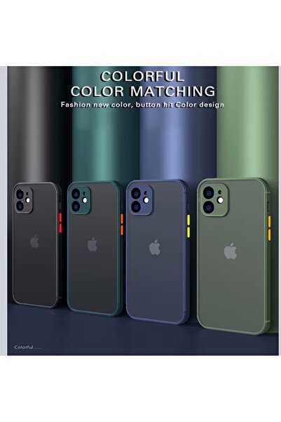 m.tk moveteck iPhone 11 Kılıf (12 Görünümlü) Mat Parmak izi Yapmaz Kamera Korumalı Renkli Tuşlu Sert Silikon Kapak