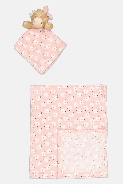 Snuggle Tots Baby Cow Girl Comforter And Blanket