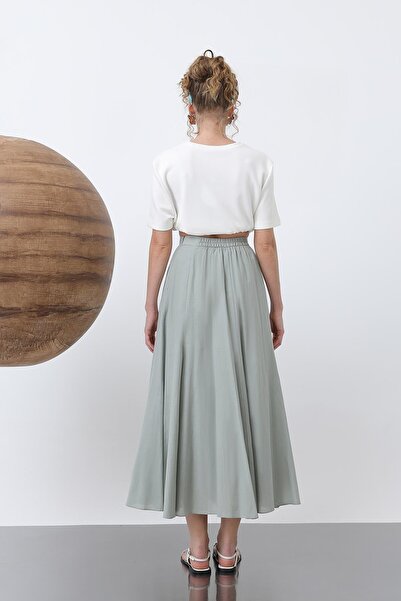 Soul Fusta lungă din voal pentru femei -32257ETK - VERDE MIGDALE