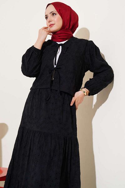 VOLT CLOTHİNG Kadın Güpürlü Astarlı Etekli İkili Takım