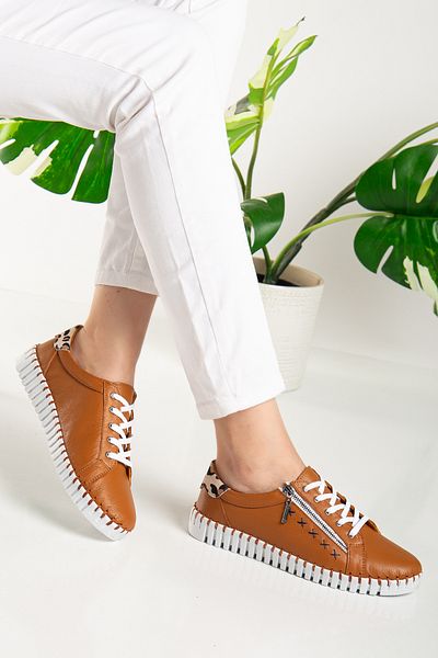 morscho Pantofi ortopedici de damă din piele naturală cu model leopard