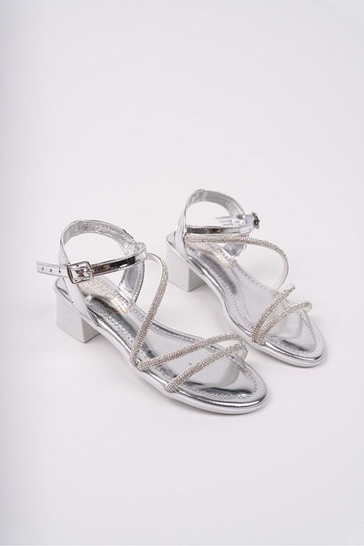 bulutmod Ba04571 Silver R Papuci de seară pentru fetiță și pantofi cu toc de 4 cm - 33