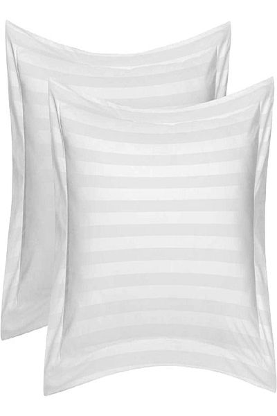 RISHAHOME Set of 2 Luxurious Pillowcases – 100% Cotton 400 TC, Oxford Edge, 50x75+5 cm, Stripe
